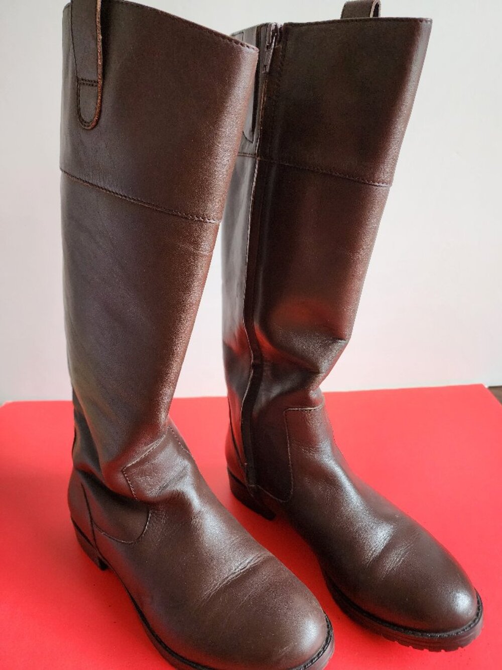 Ralph Lauren Brown Leather Zip Up Almond Toe Boots 6 1/2B
